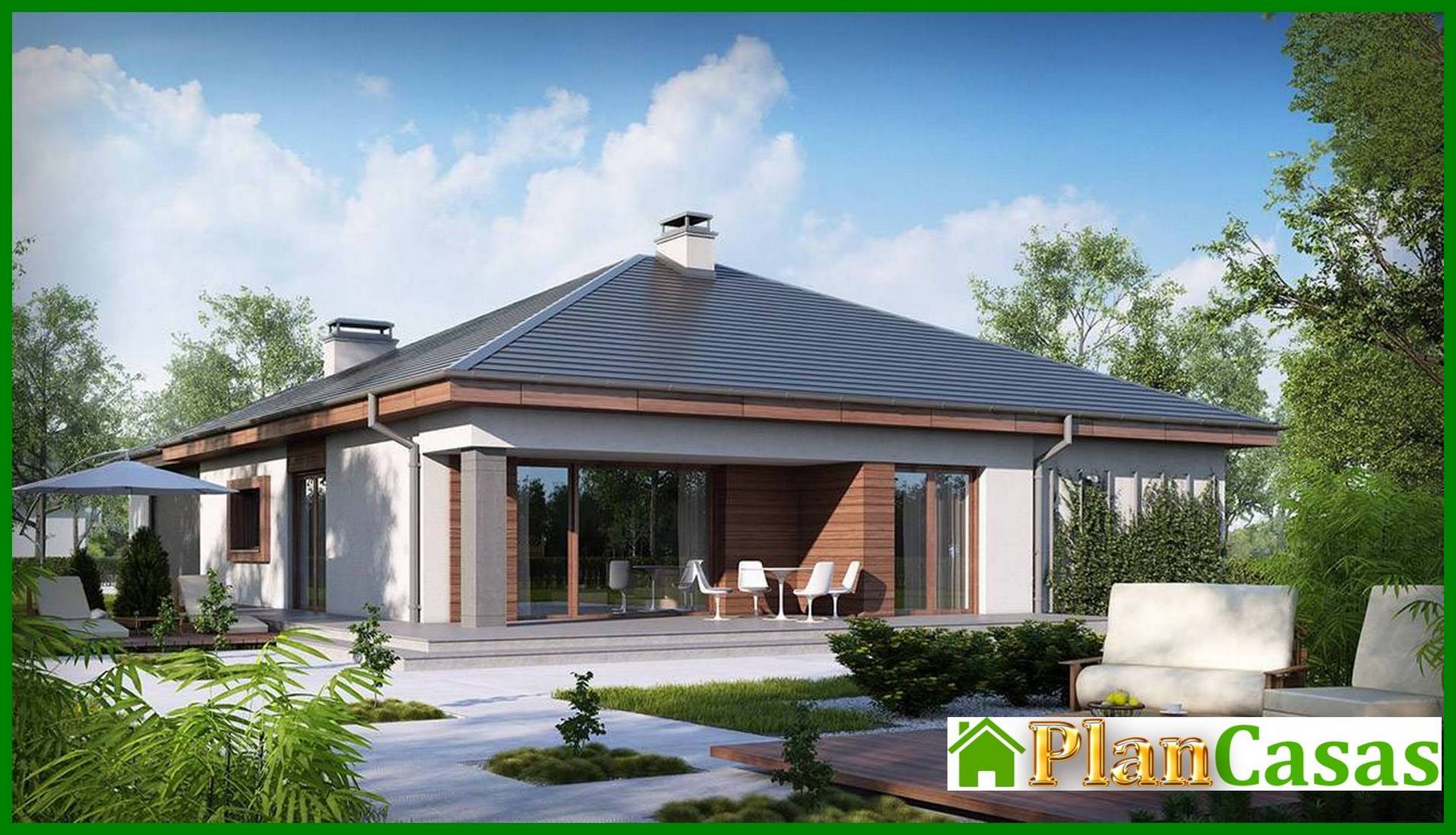 Visualization gallery - Single-storey cottage project with frontal garage