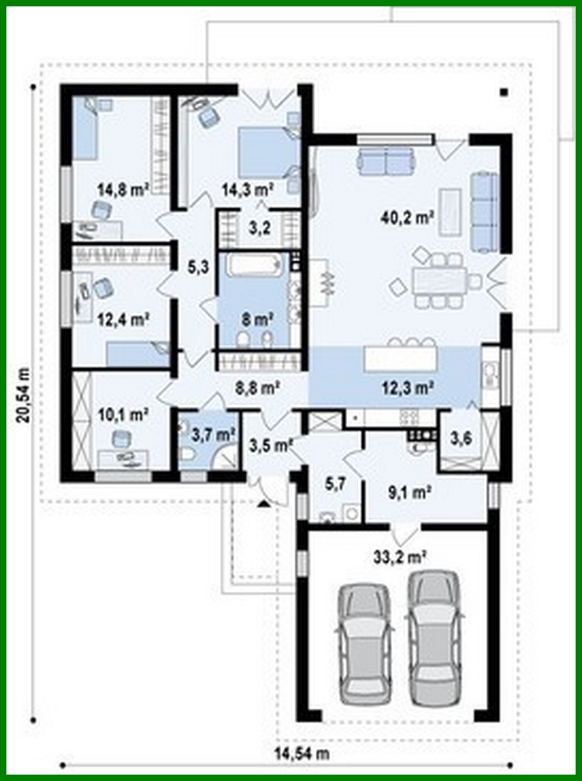 Visualization gallery - Single-storey cottage project with frontal garage