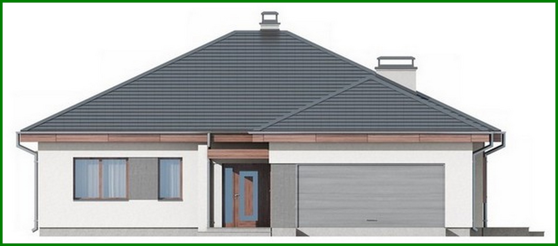 Visualization gallery - Single-storey cottage project with frontal garage