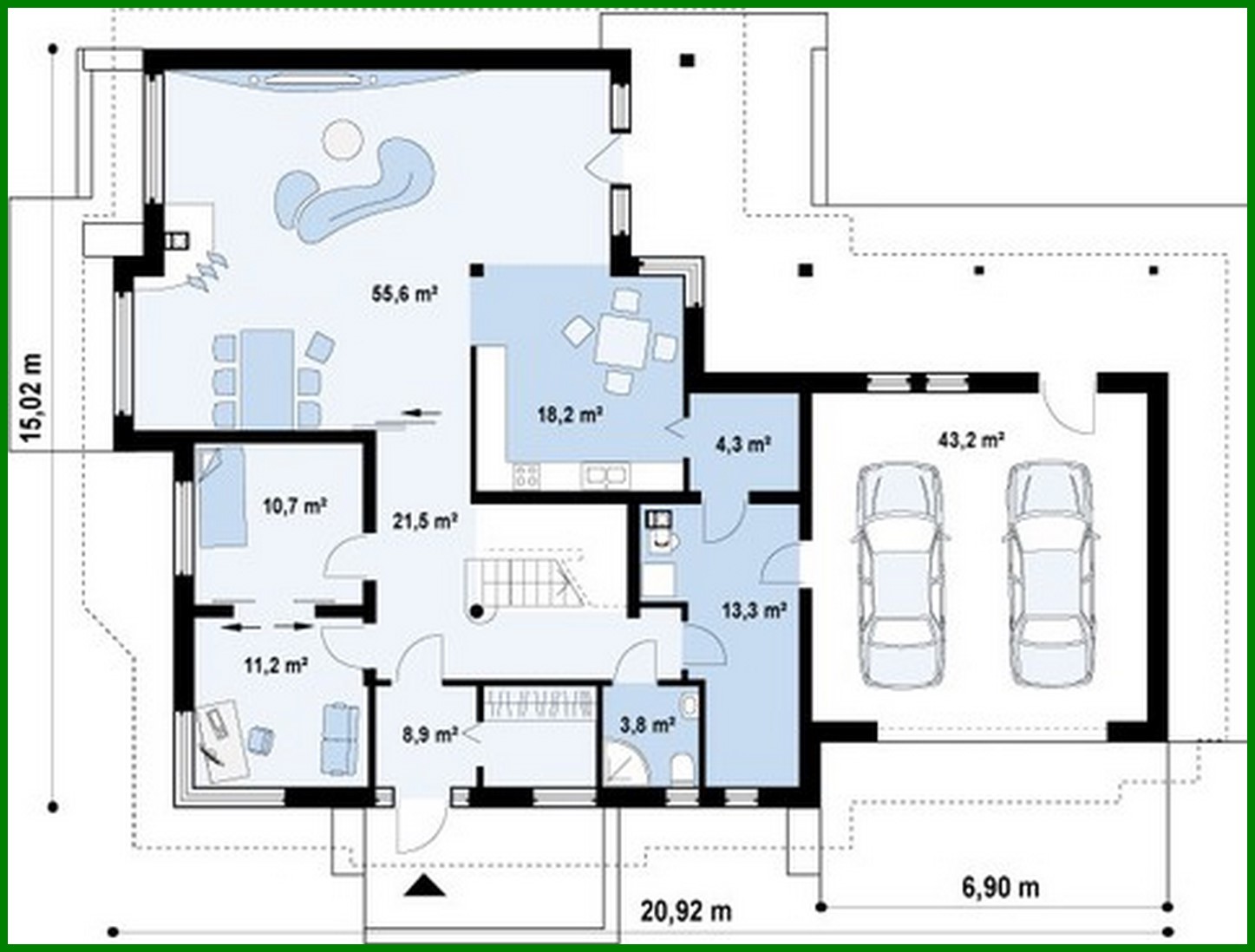Visualization gallery - The project of an elite mansion with a garage for two cars