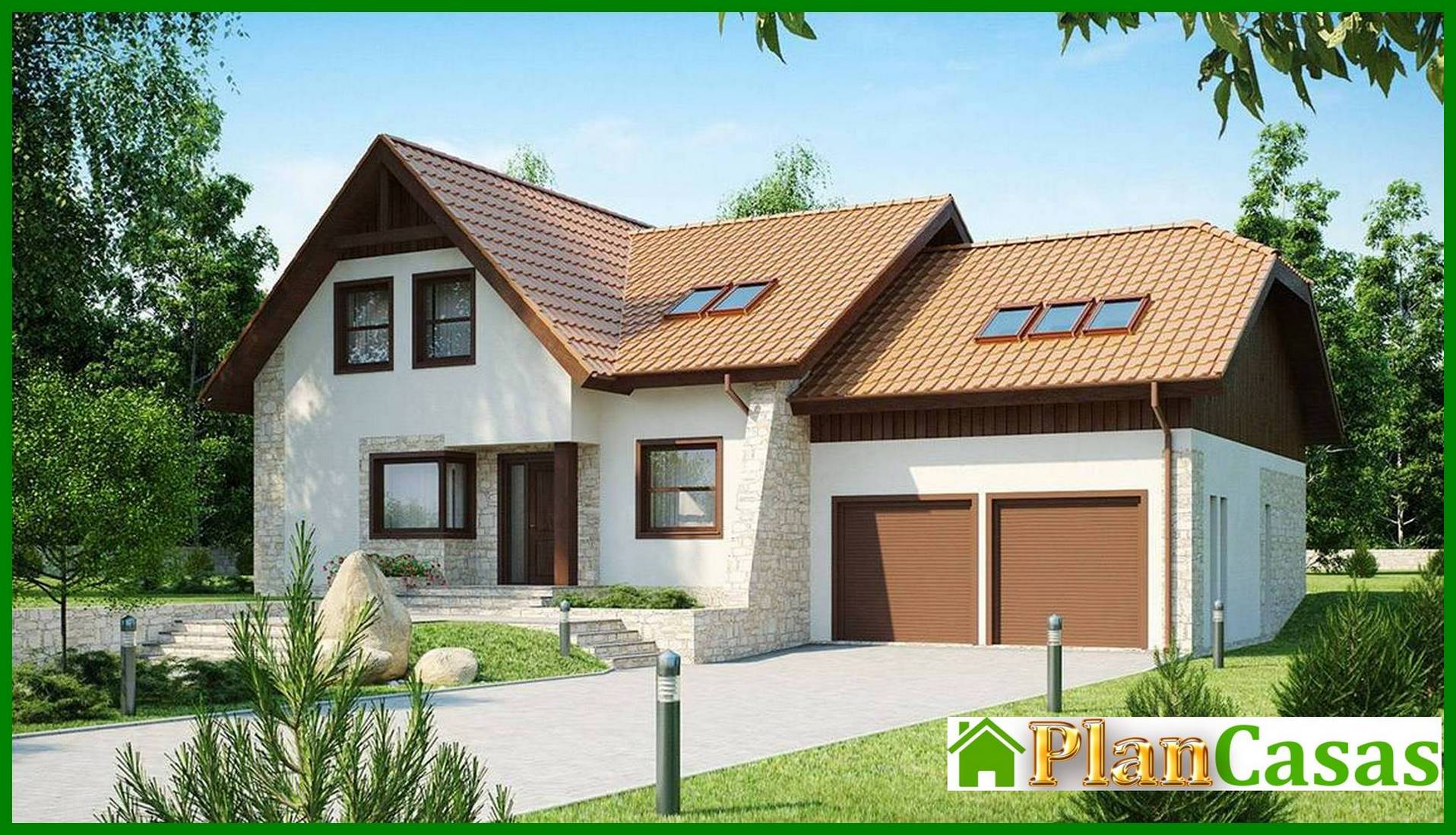 Visualization gallery - Project of a mansion with a garage for 2 cars