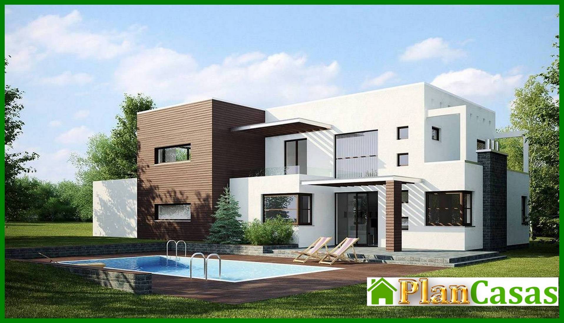 Design of a modern cottage with a spacious terrace above the garage house plan