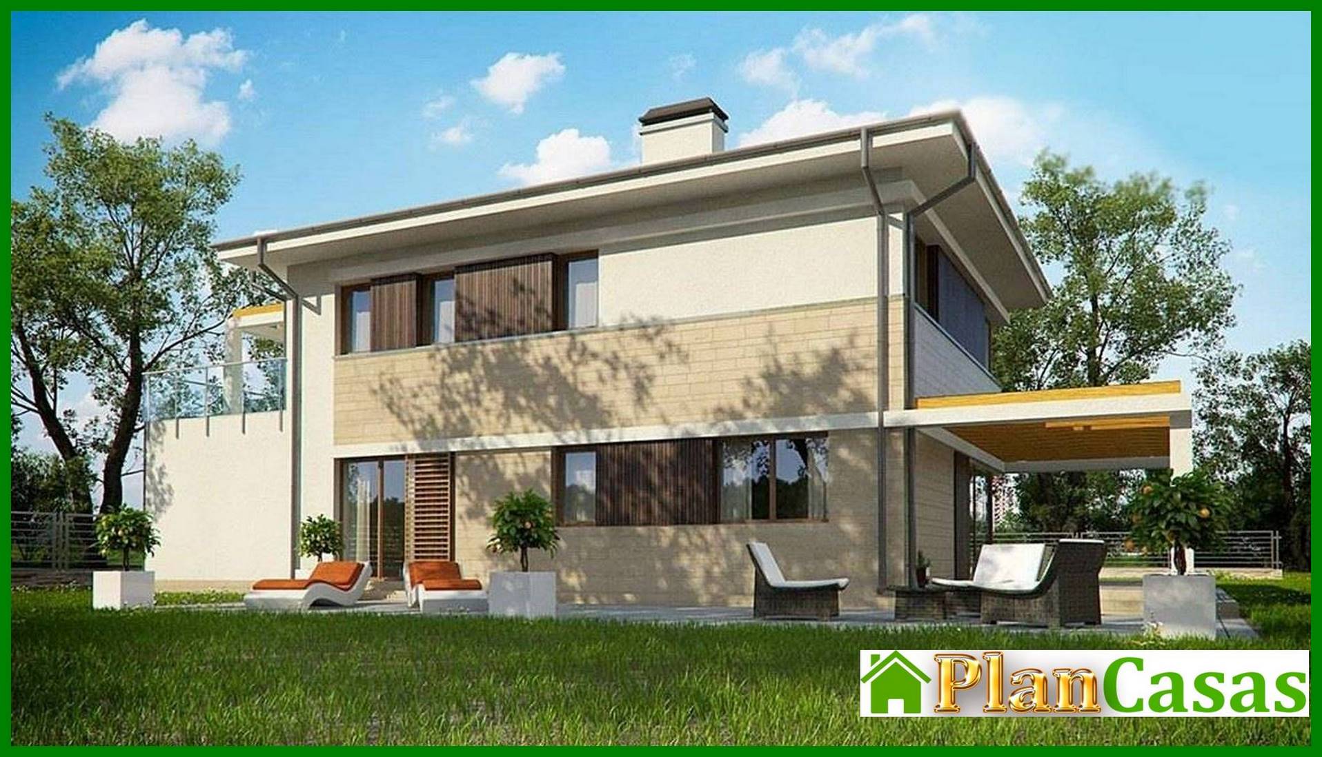 Visualization gallery - The project of a stylish bright beautiful two-story house with a garage and a terrace