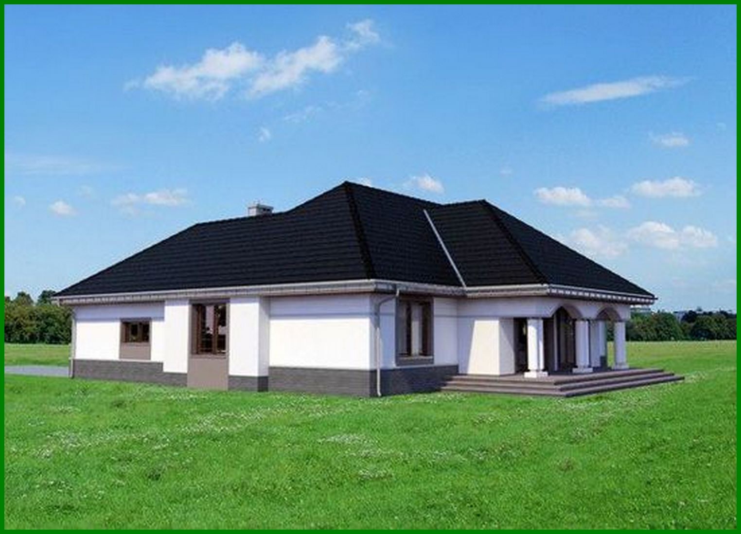 Visualization gallery - Beautiful one-story house with an interesting facade