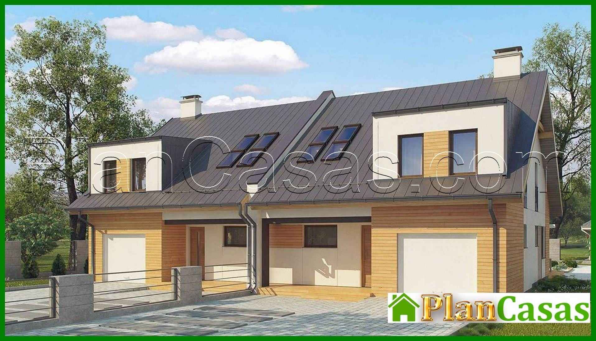 Visualization gallery - Two-family house project with separate garages and entrances