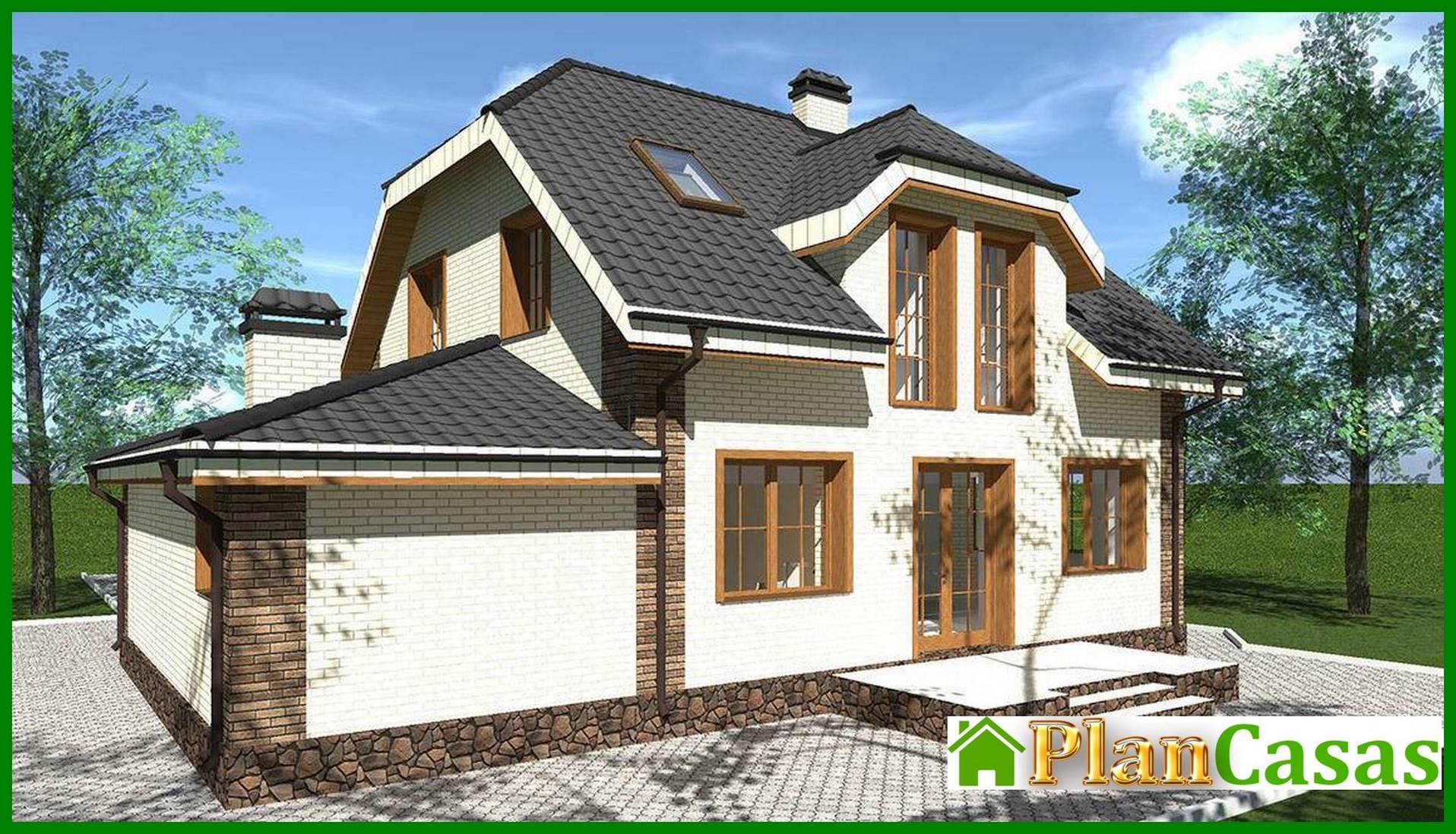 Visualization gallery - Amazing two-story house with bay window and built-in garage