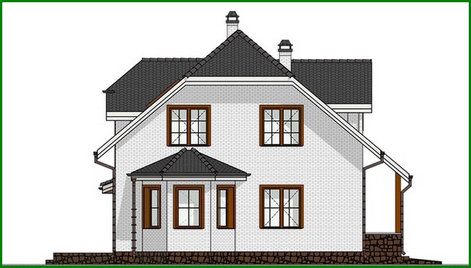 Visualization gallery - Amazing two-story house with bay window and built-in garage