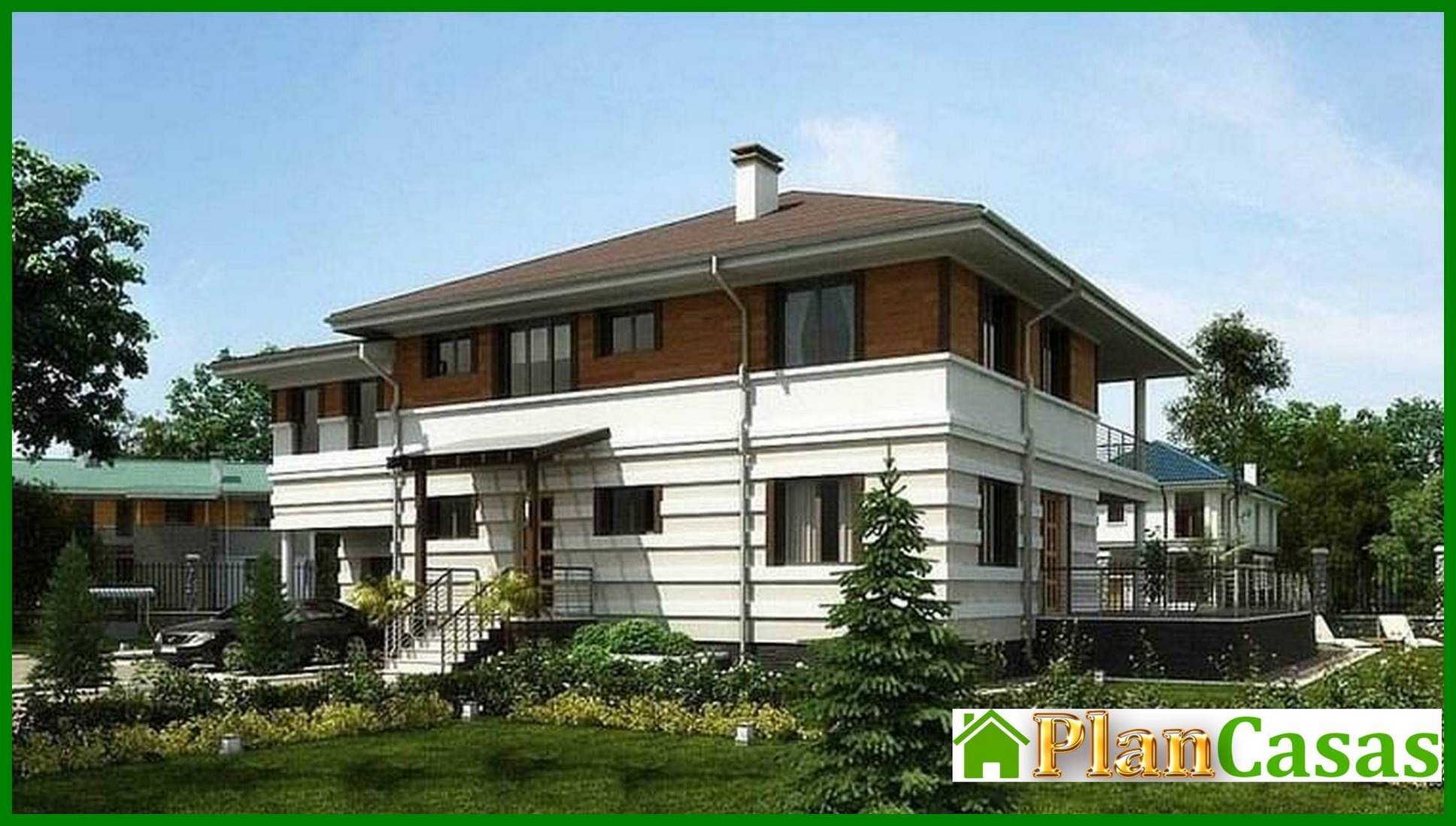 Architectural project of a country mansion with a terrace house plan