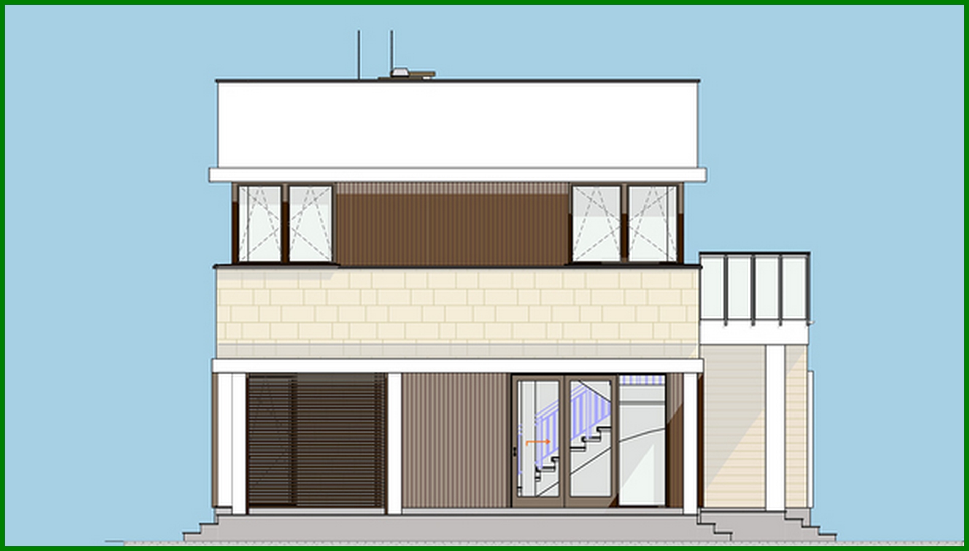 Visualization gallery - The project of a cozy two-story house with spacious verandas and terraces