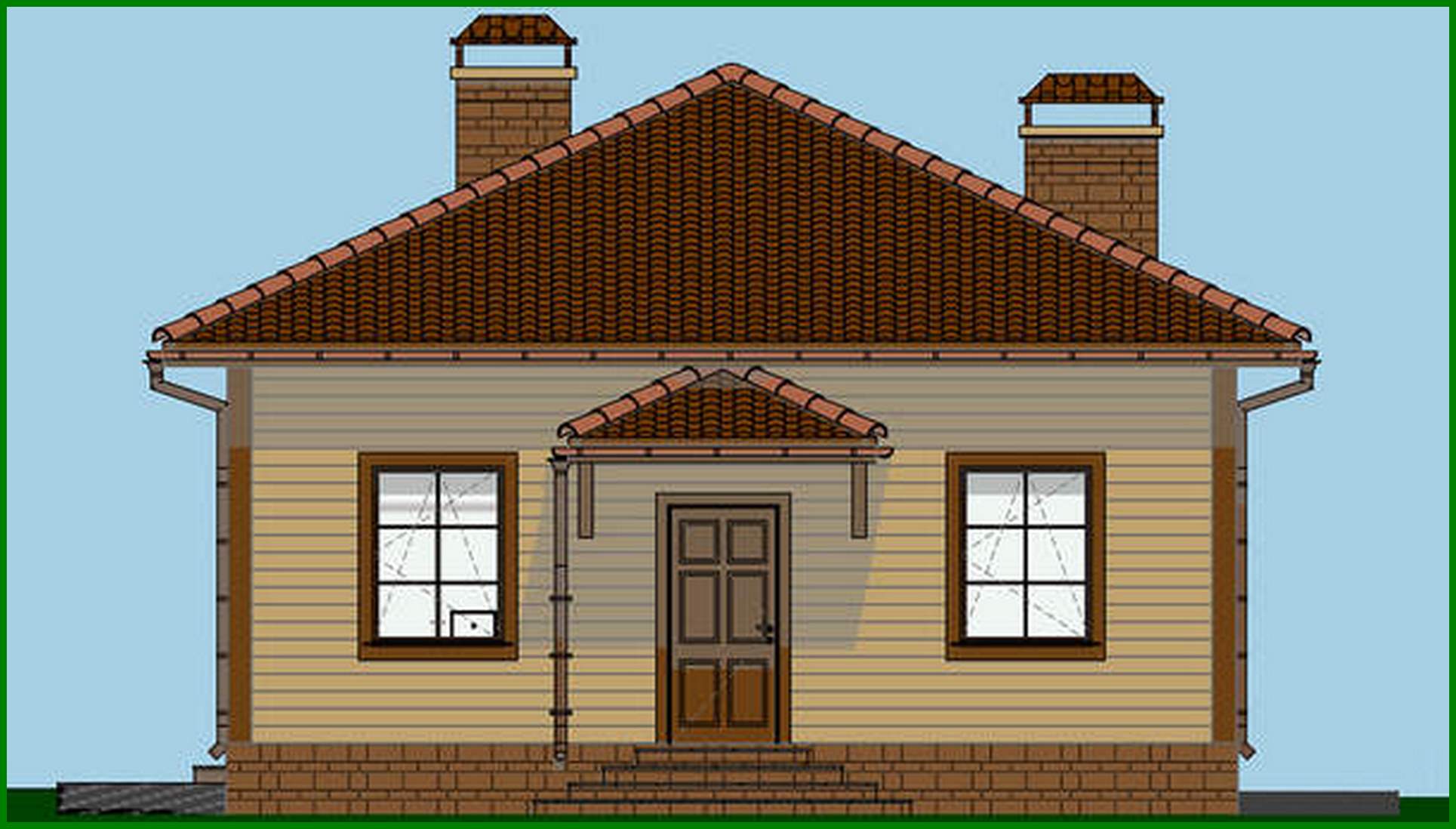 Visualization gallery - The project of a magnificent one-story house with a fireplace and barbecue