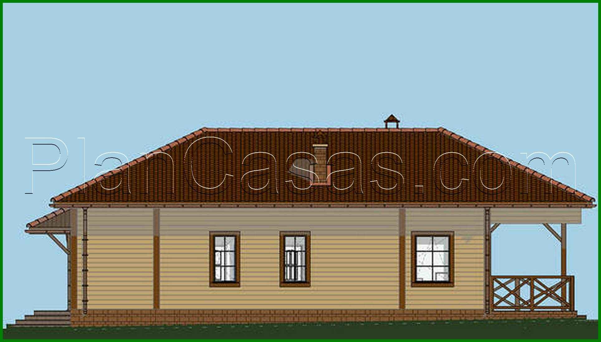 Visualization gallery - The project of a magnificent one-story house with a fireplace and barbecue