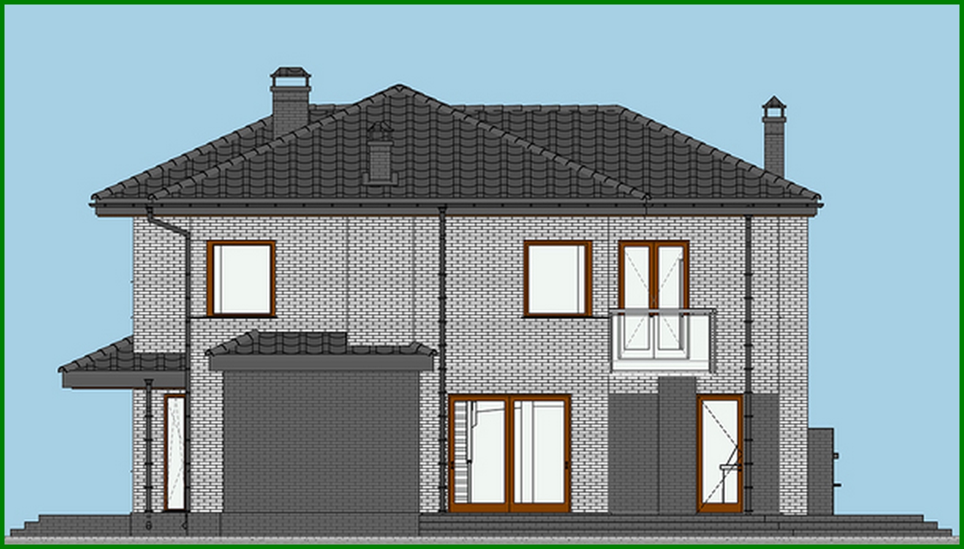 Visualization gallery - Plan of a two-story house with a garage for 2 cars