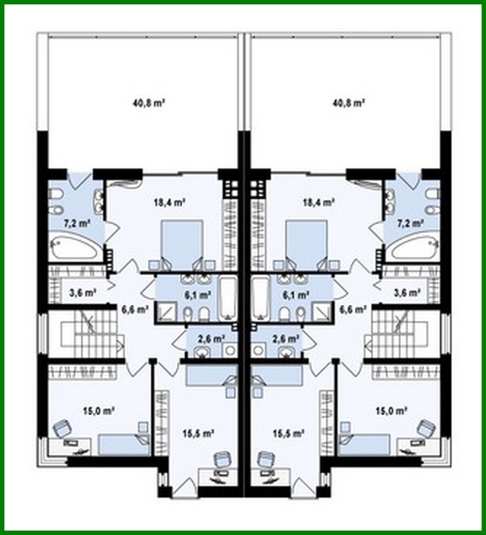 Visualization gallery - Modern stylish two-family house with spacious balconies on the second floor
