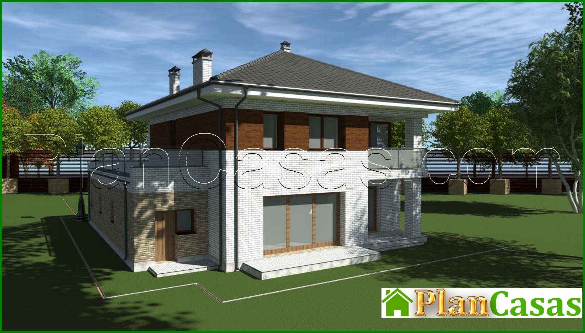 Visualization gallery - The project of a two-story brick house with an area of 262 square meters with modern balconies