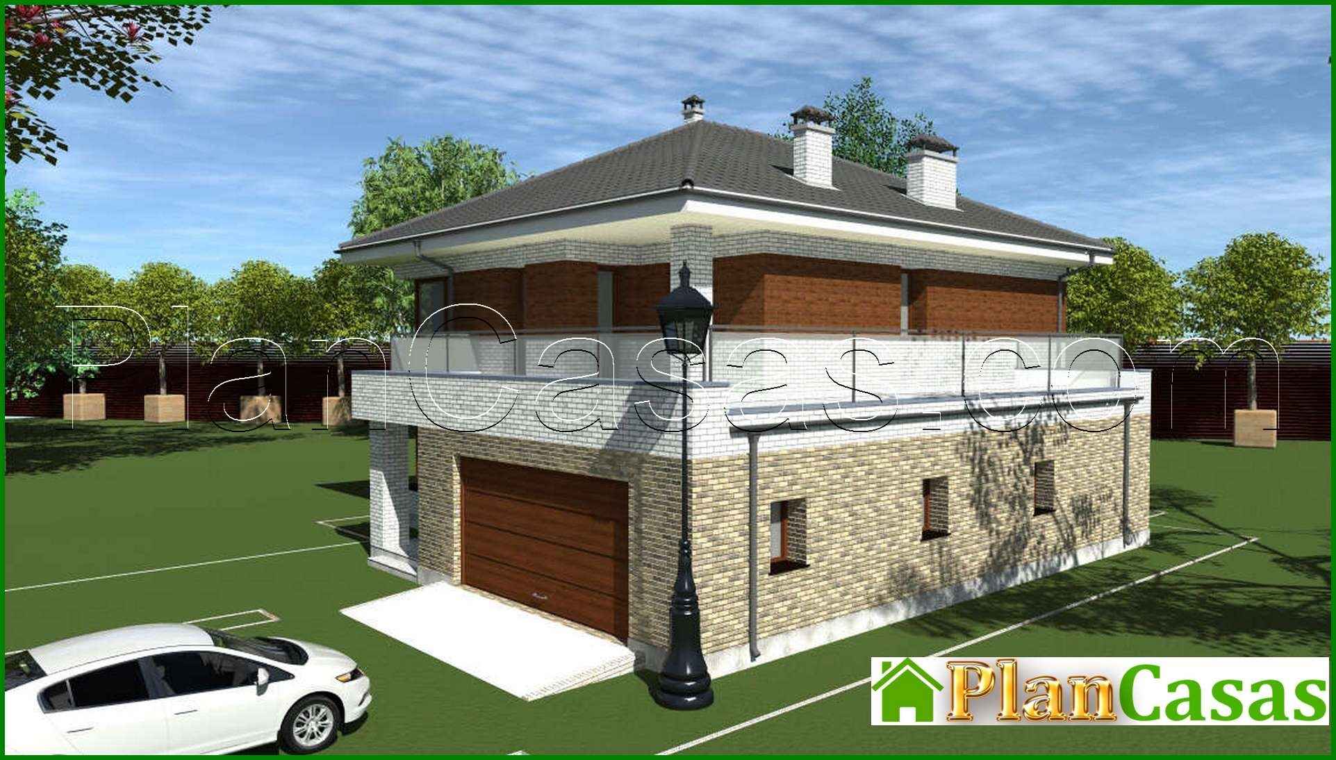 Visualization gallery - The project of a two-story brick house with an area of 262 square meters with modern balconies