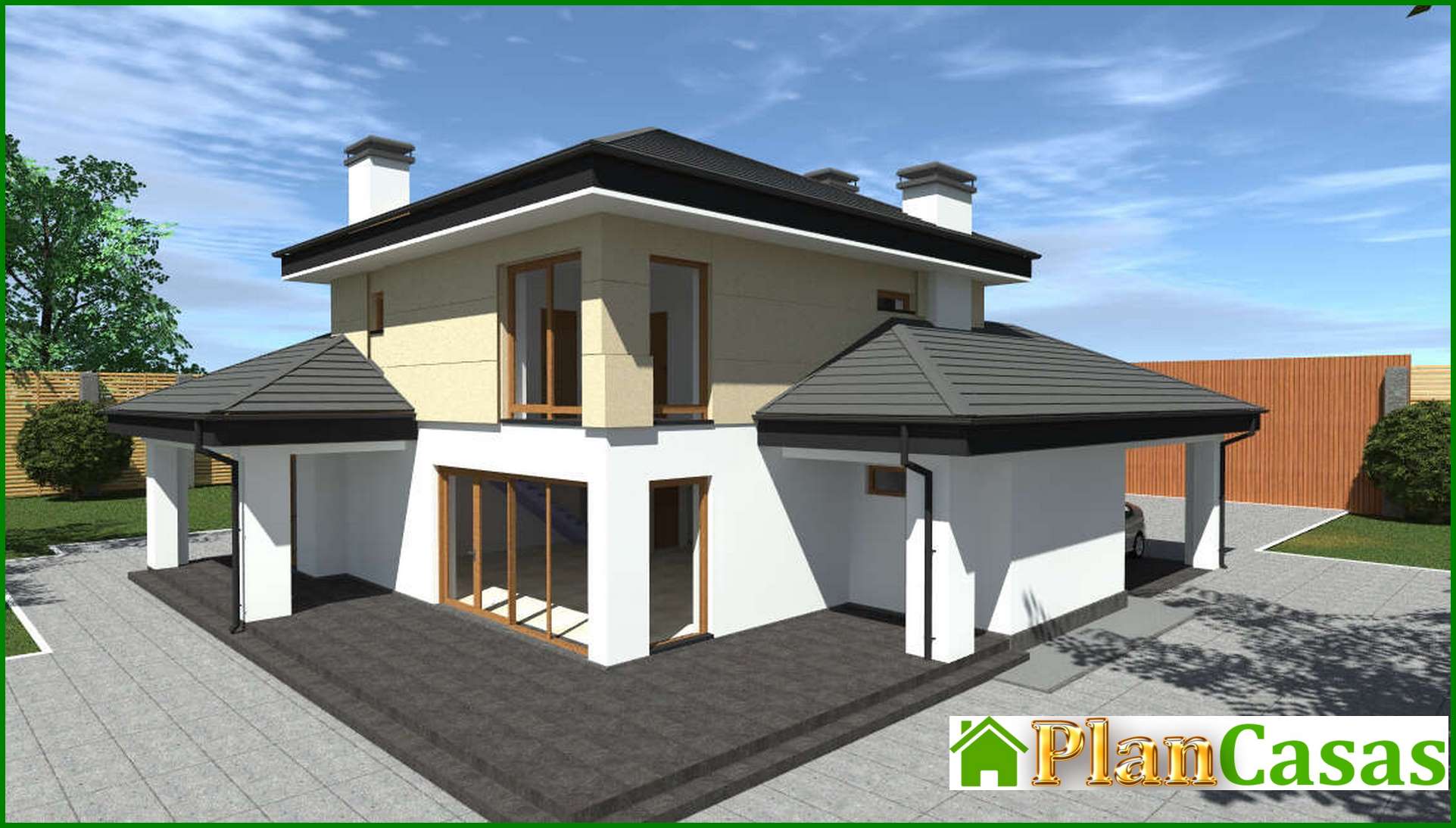 Visualization gallery - The project of a two-story house for a large family with an area of 188 square meters with four bedrooms