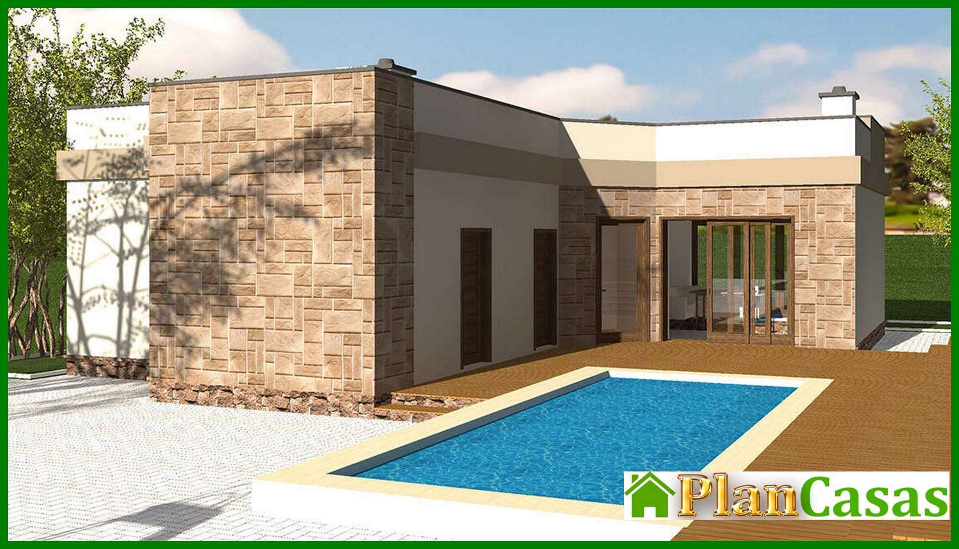 Beautiful small house with pool house plan