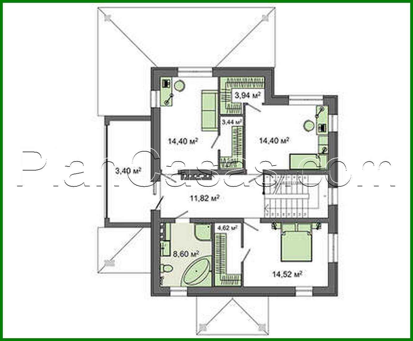 Galería de visualizaciones - Proyecto de una casa de campo de dos plantas en diseño blanco y chocolate con un área total de 178 m²