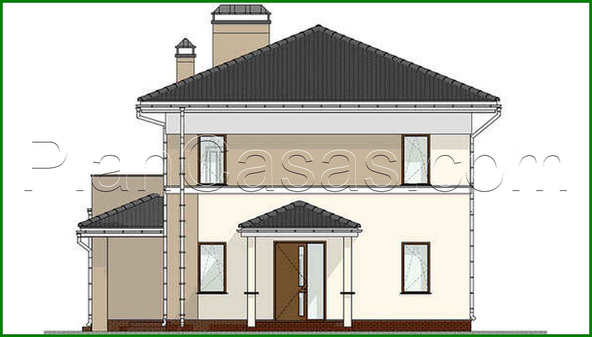 Galería de visualizaciones - Proyecto de una casa de campo de dos plantas en diseño blanco y chocolate con un área total de 178 m²