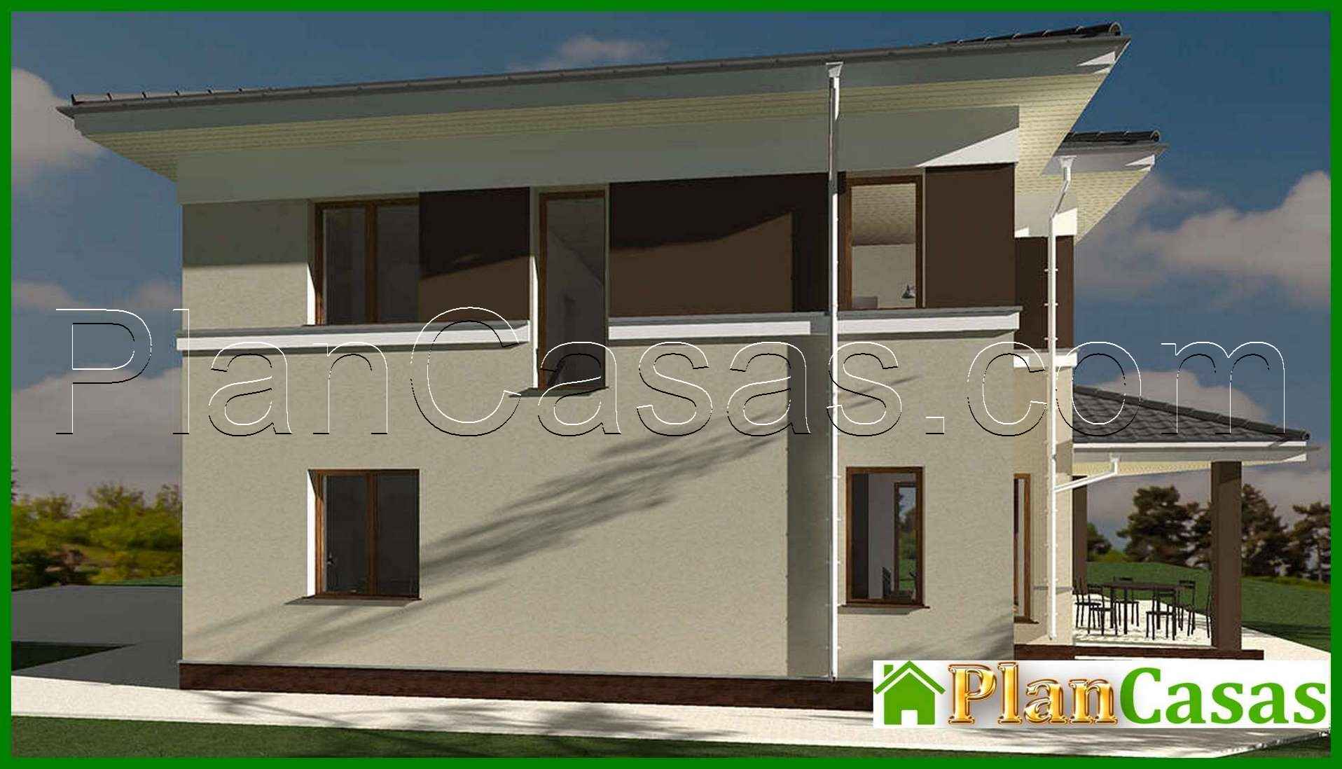 Galería de visualizaciones - Proyecto de una casa de campo de dos plantas en diseño blanco y chocolate con un área total de 178 m²