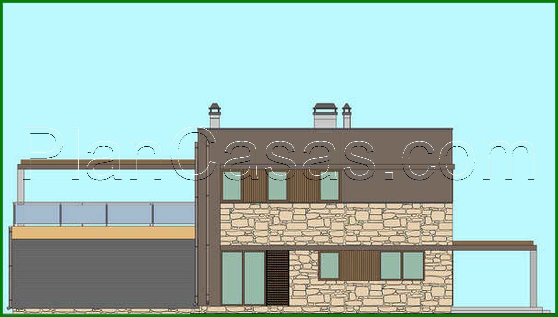 Galería de visualizaciones - Proyecto de una casa de campo de dos plantas de 173 m² con terrazas abiertas en el primer y segundo nivel