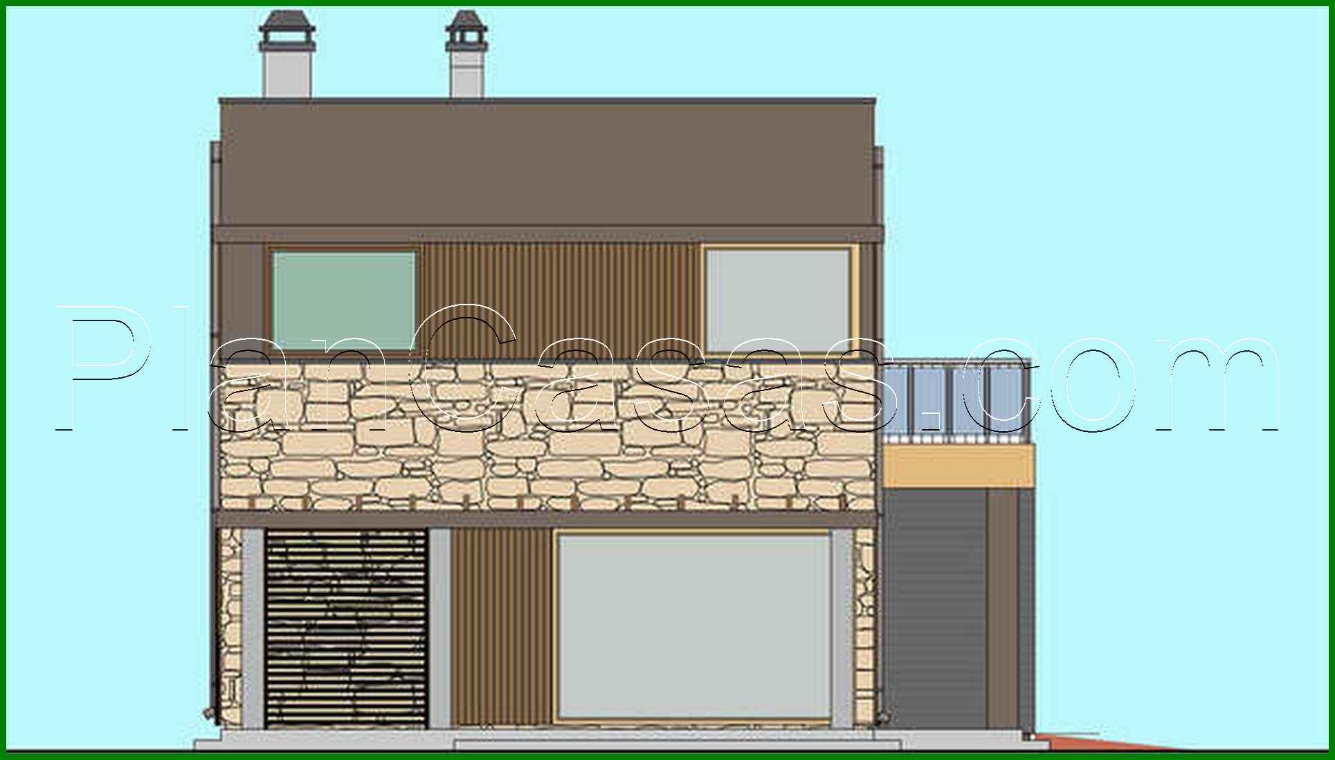 Galería de visualizaciones - Proyecto de una casa de campo de dos plantas de 173 m² con terrazas abiertas en el primer y segundo nivel