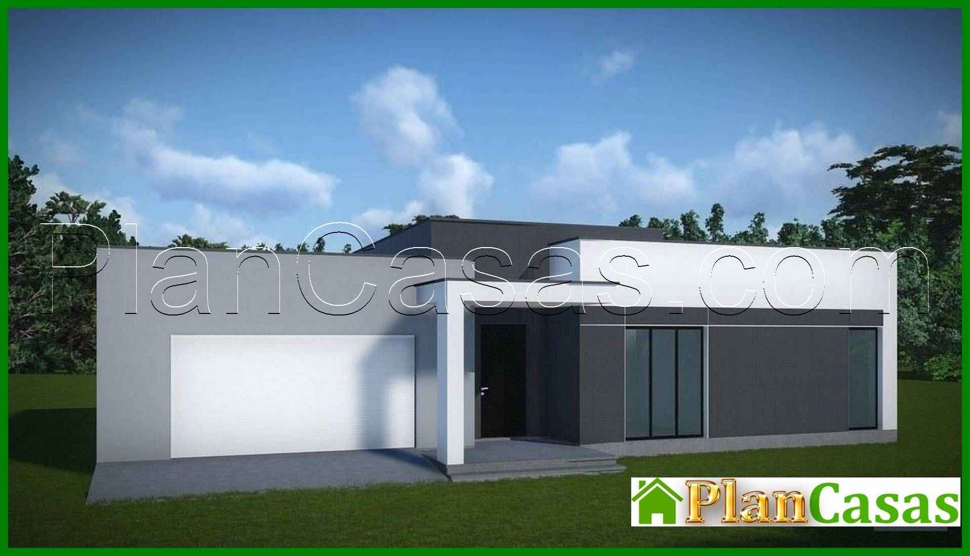 Visualization gallery - Architectural project of a one-story house with a flat roof