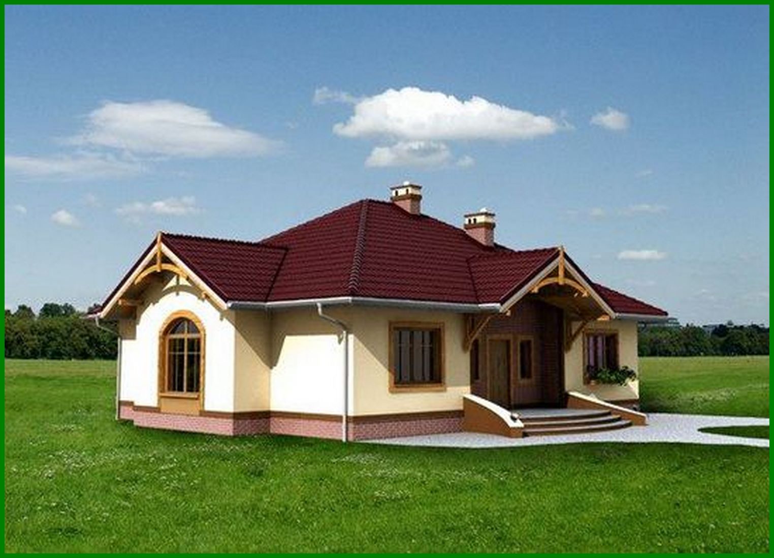 Visualization gallery - One storey house with a sloping roof