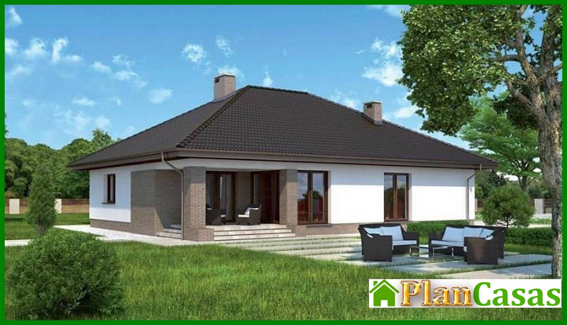 One-story refined building house plan