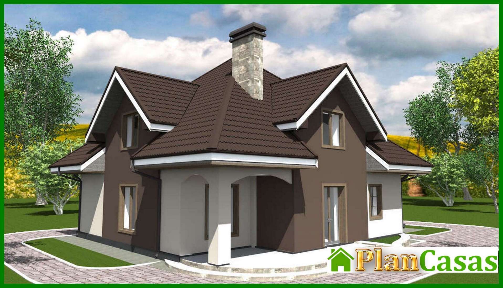 Visualization gallery - The project of a cottage with an attic and bay window with an area of 289 sq.m