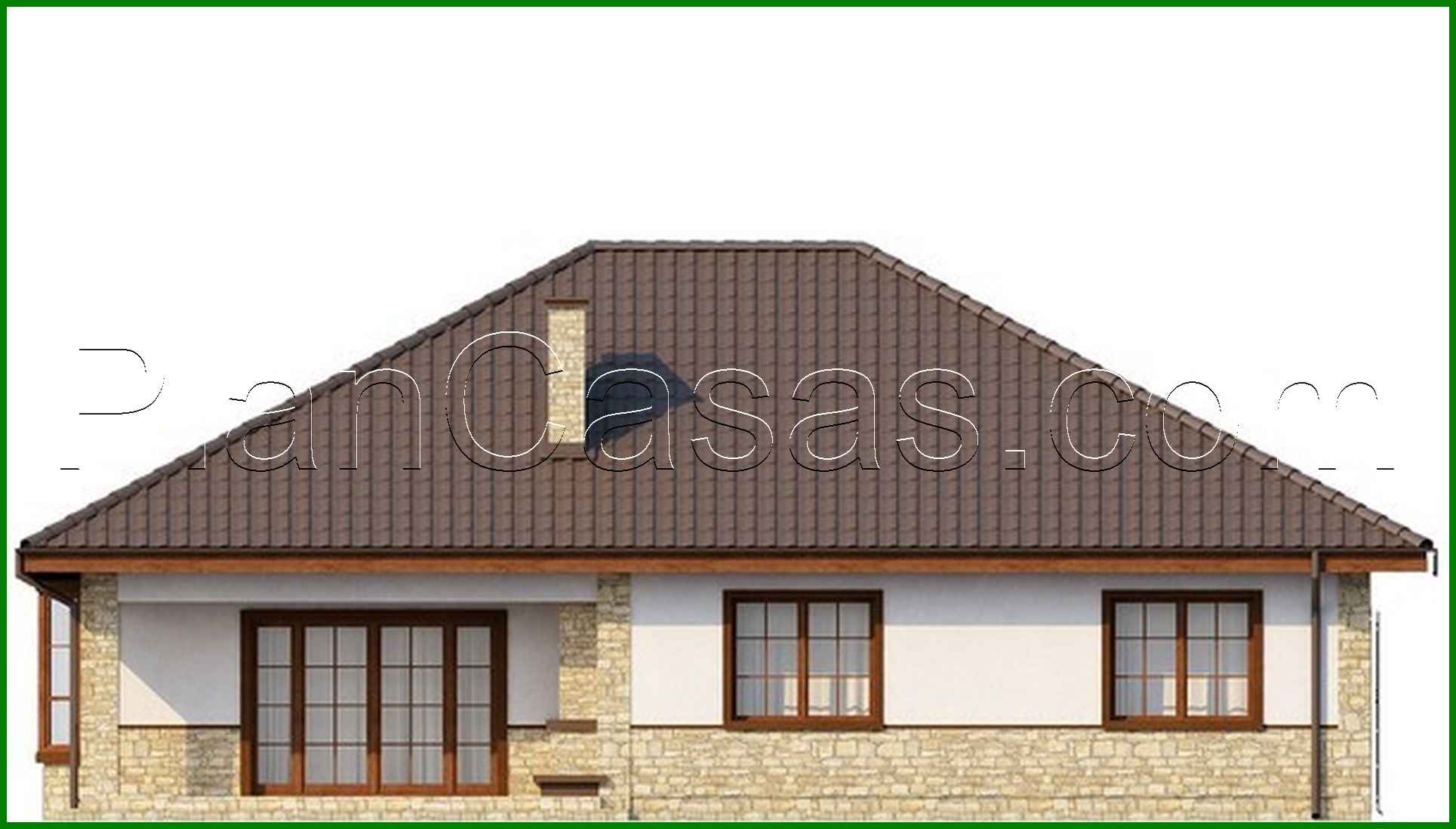 Visualization gallery - Project of a house with a multi-pitched roof, bay window and fireplace
