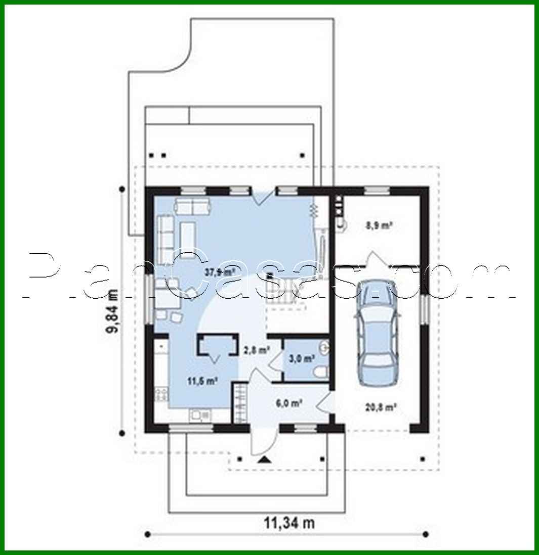 Visualization gallery - Project of a cute cottage with a built-in garage for one car