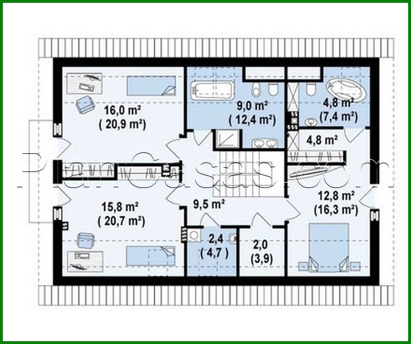 Visualization gallery - Project of a classic cottage with an elongated garage