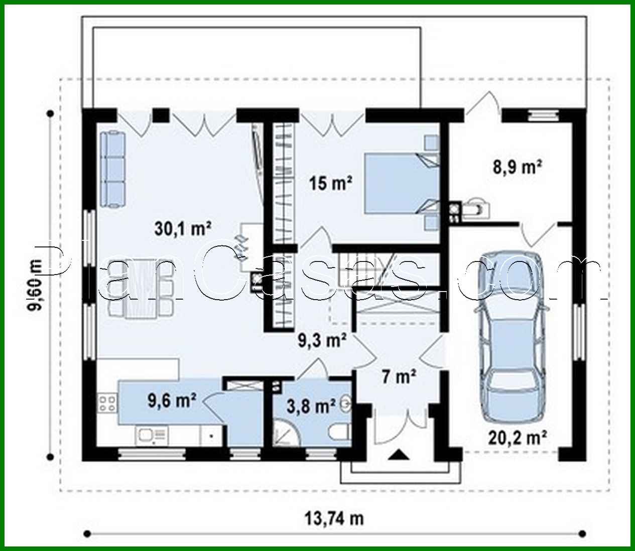 Visualization gallery - Project of a classic cottage with an elongated garage