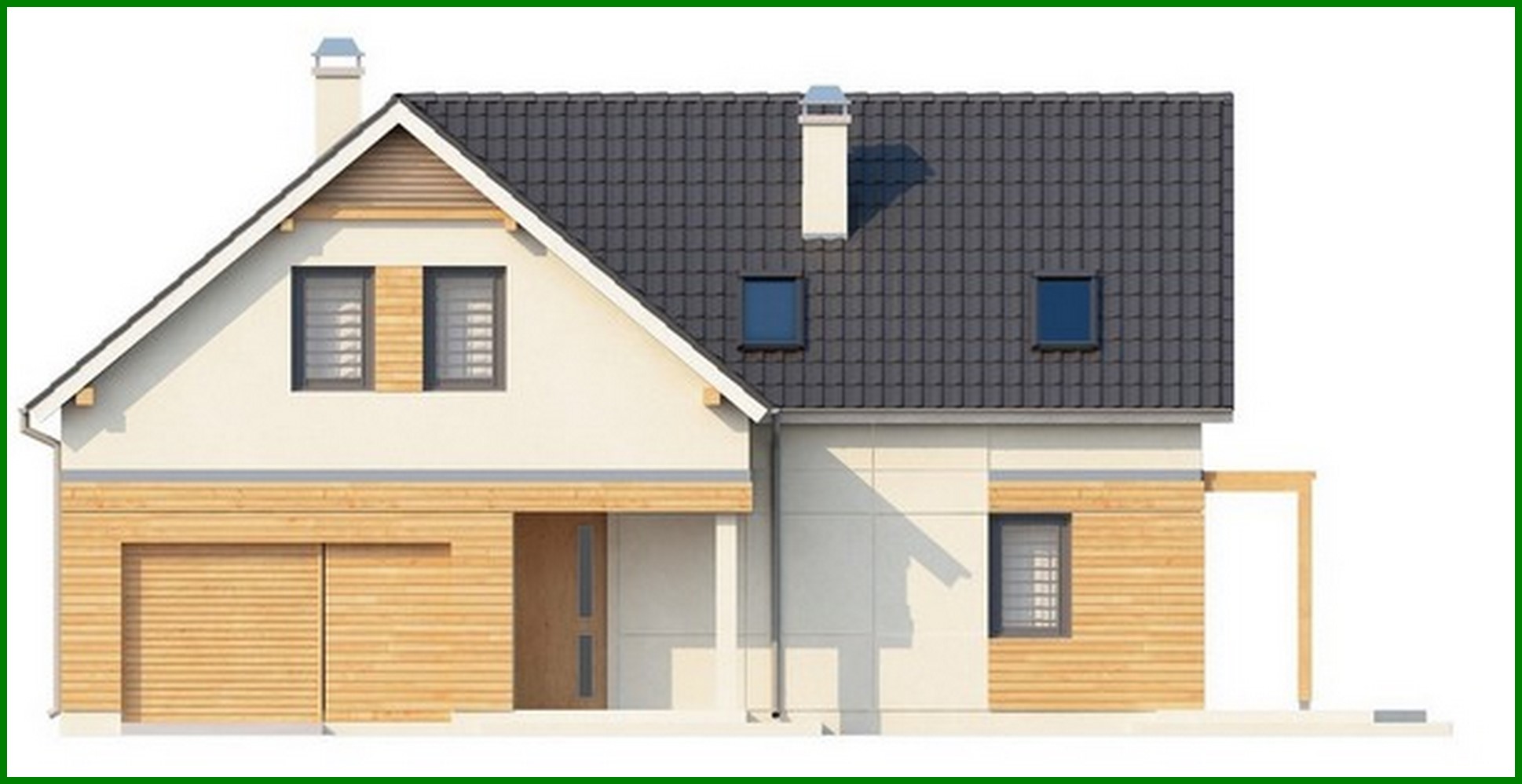 Visualization gallery - A project of a bright comfortable country cottage with an attic and a garage