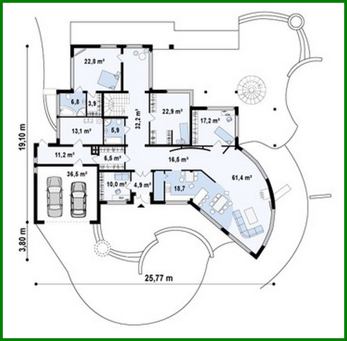 Visualization gallery - The project of a large original chic mansion with a garage for 2 cars