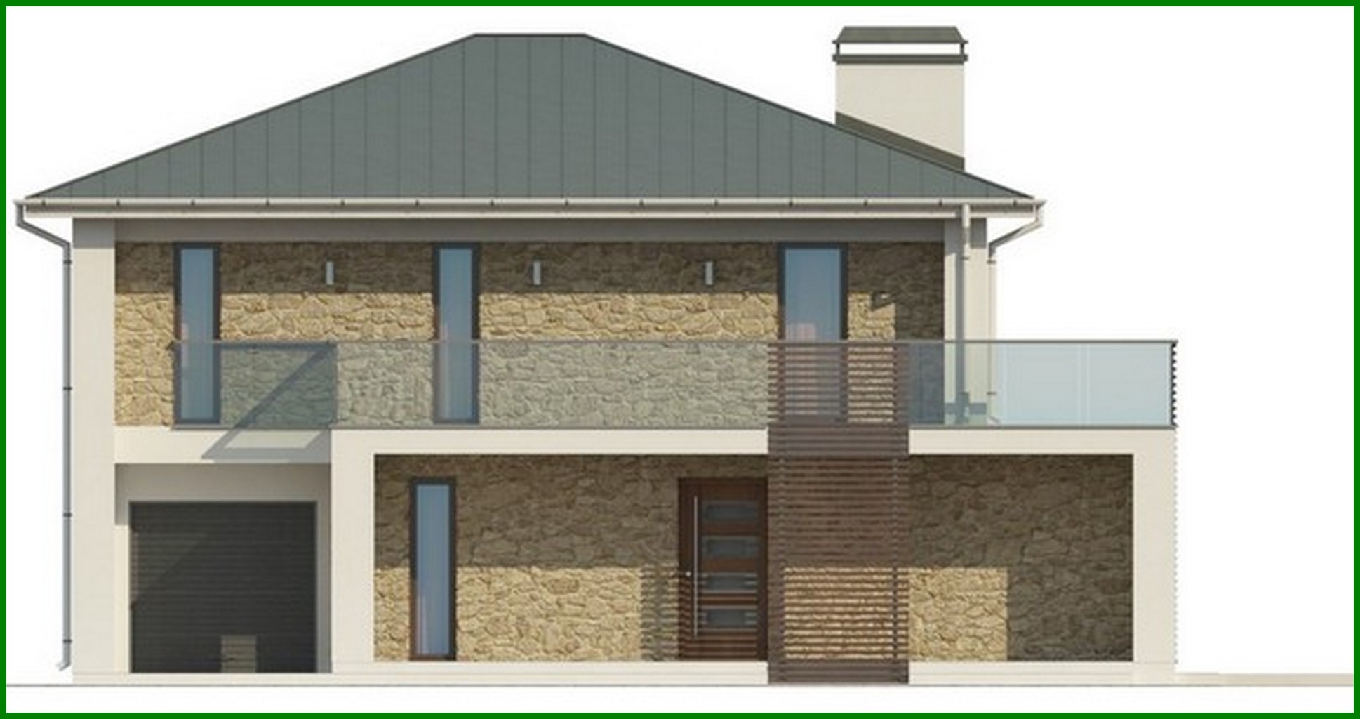 Visualization gallery - The project of a two-story house with large windows