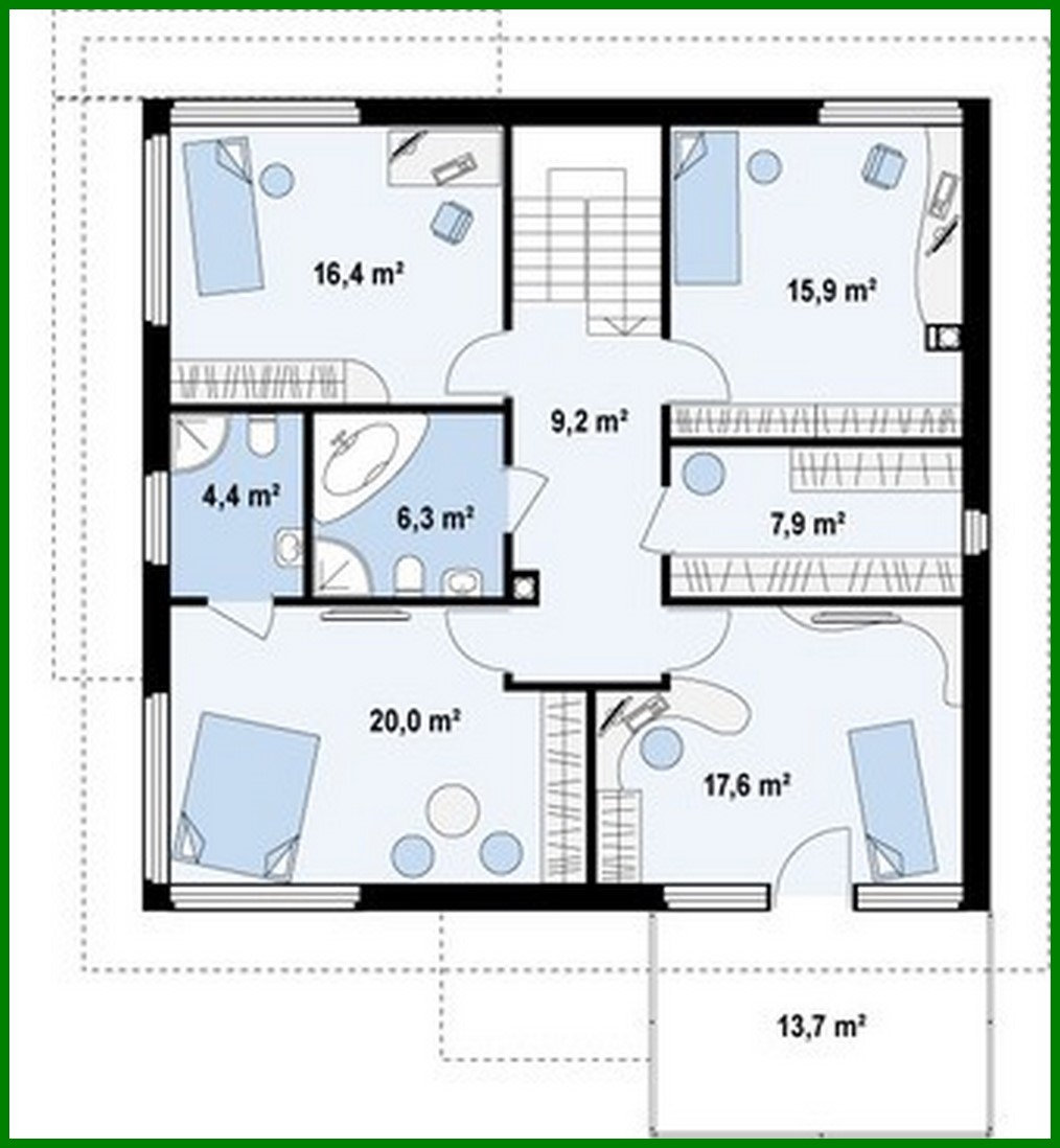 Visualization gallery - The project of a two-story house with an extended garage for two cars