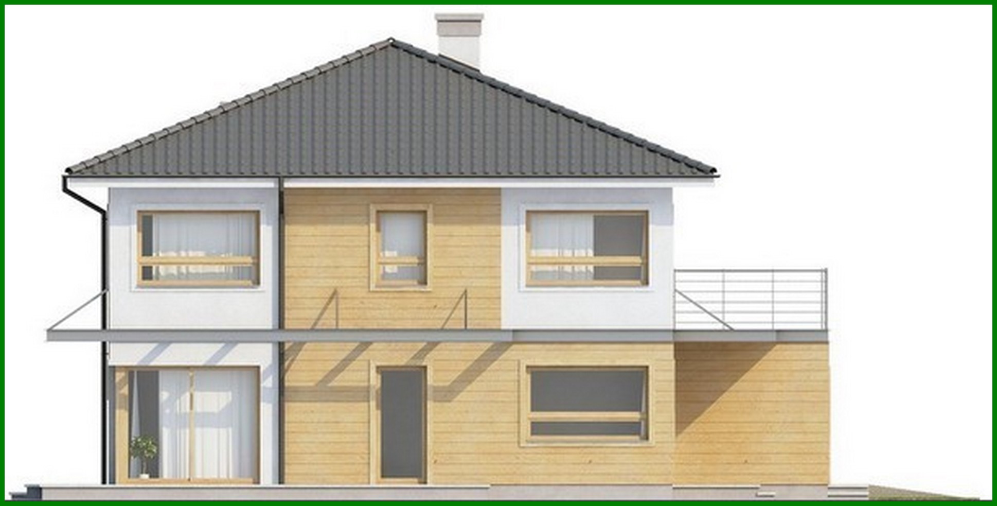 Visualization gallery - The project of a two-story house with an extended garage for two cars