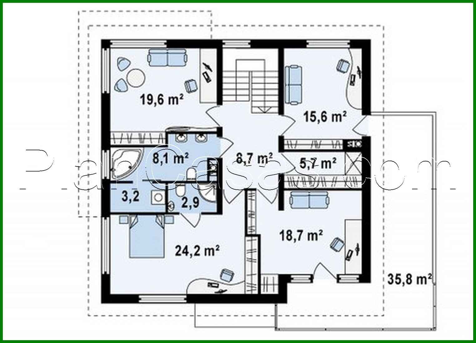 Visualization gallery - Project of a two-story house with a bay window above the garage