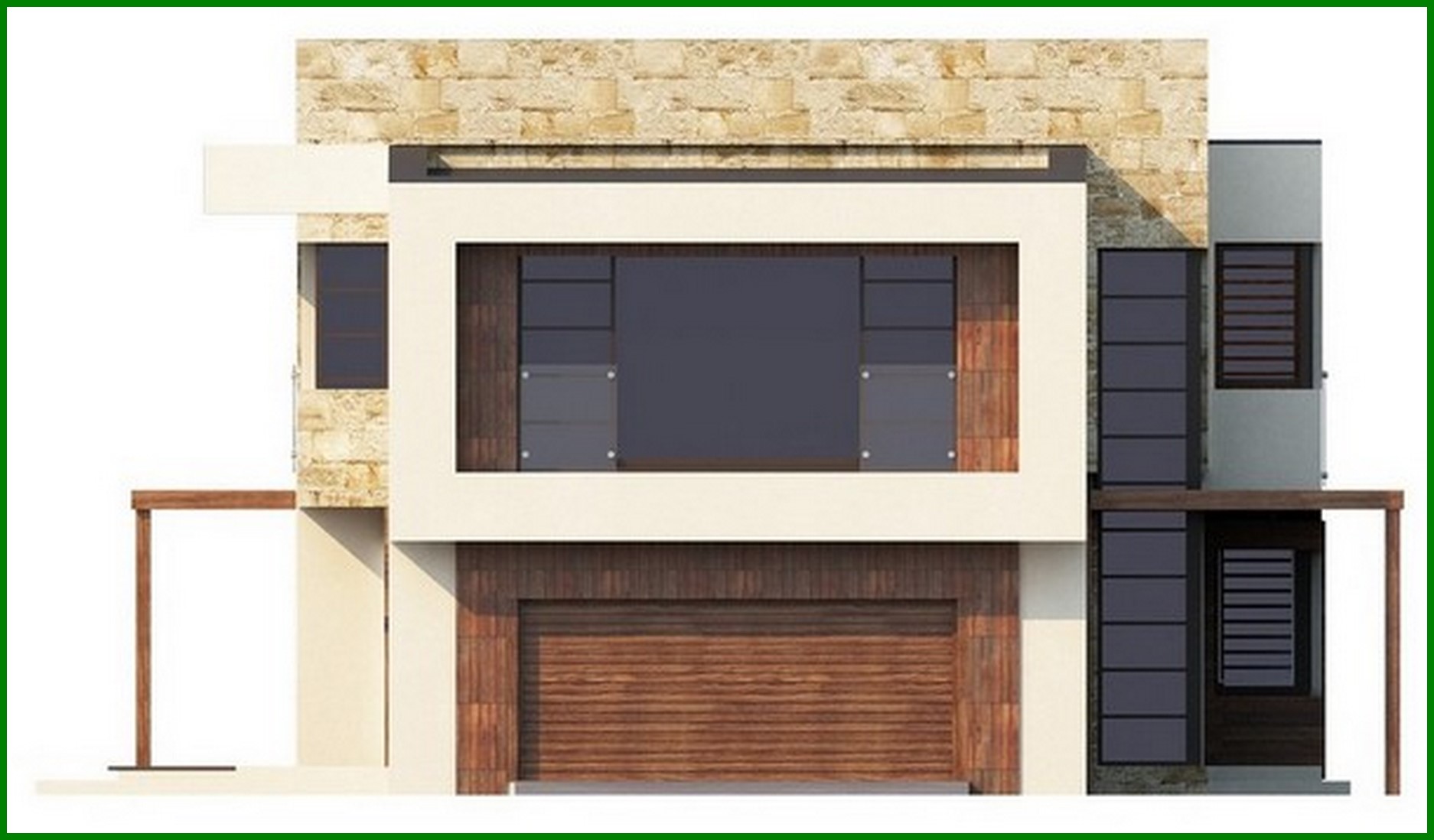 Visualization gallery - The project of a two-story modern cottage with a garage for two cars