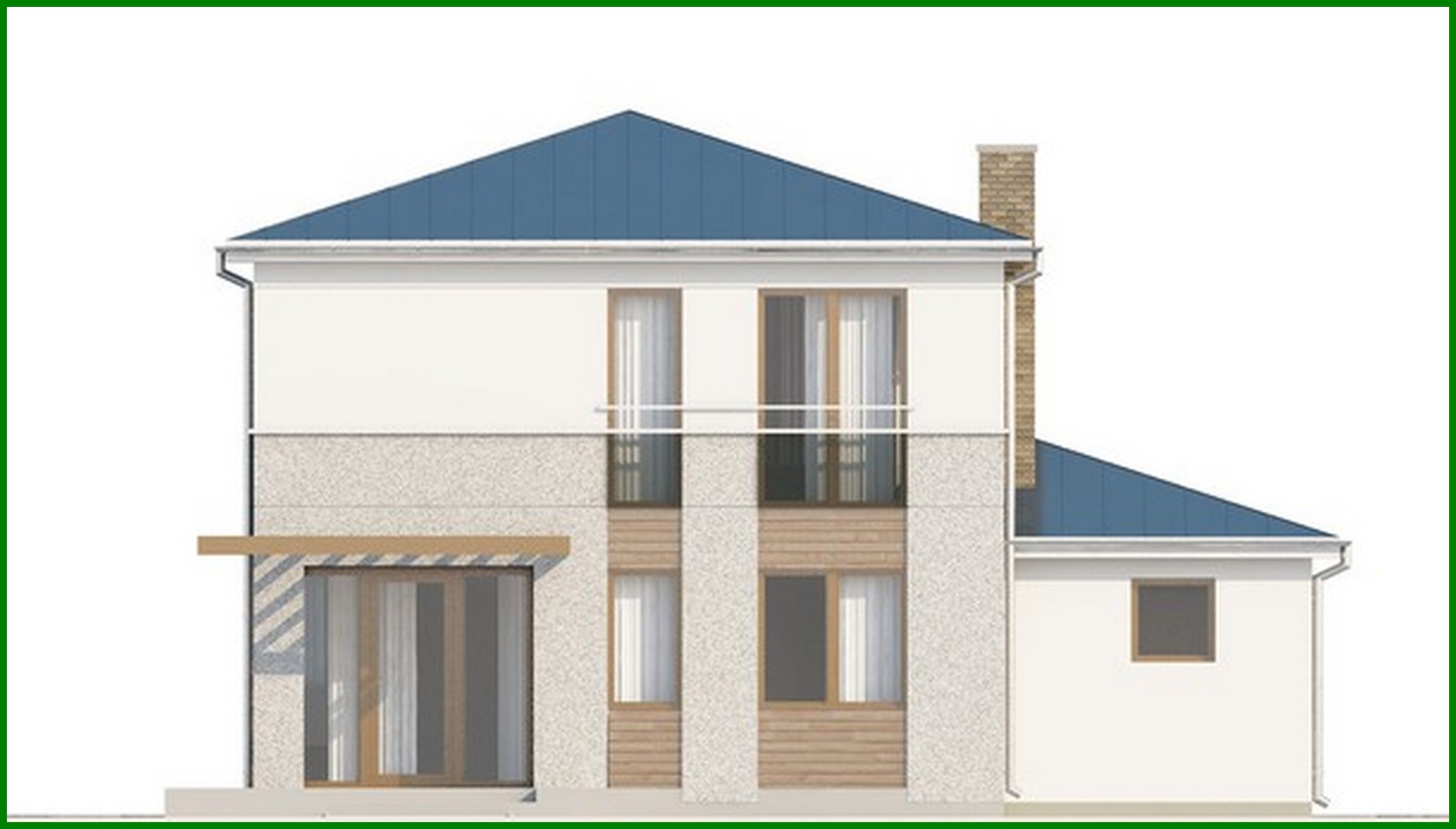 Visualization gallery - Project of a two-story modern house with three bedrooms and a garage