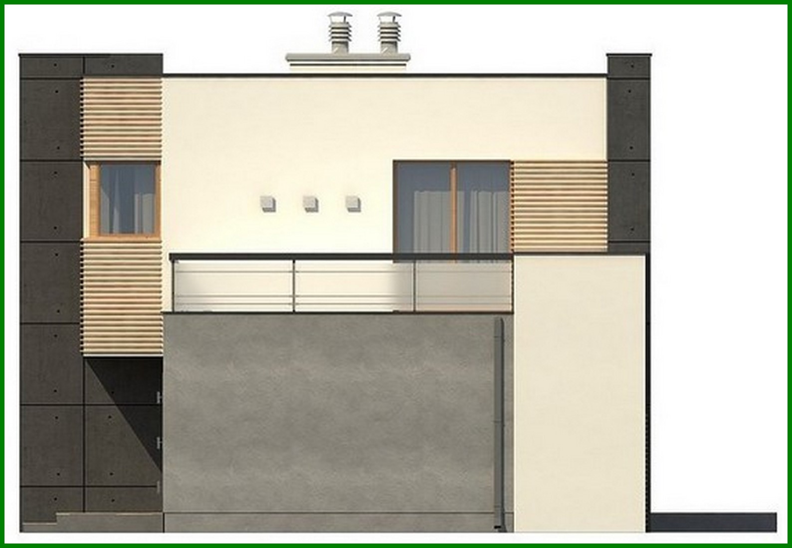 Visualization gallery - A project of a two-story modernist cottage with a garage and a terrace