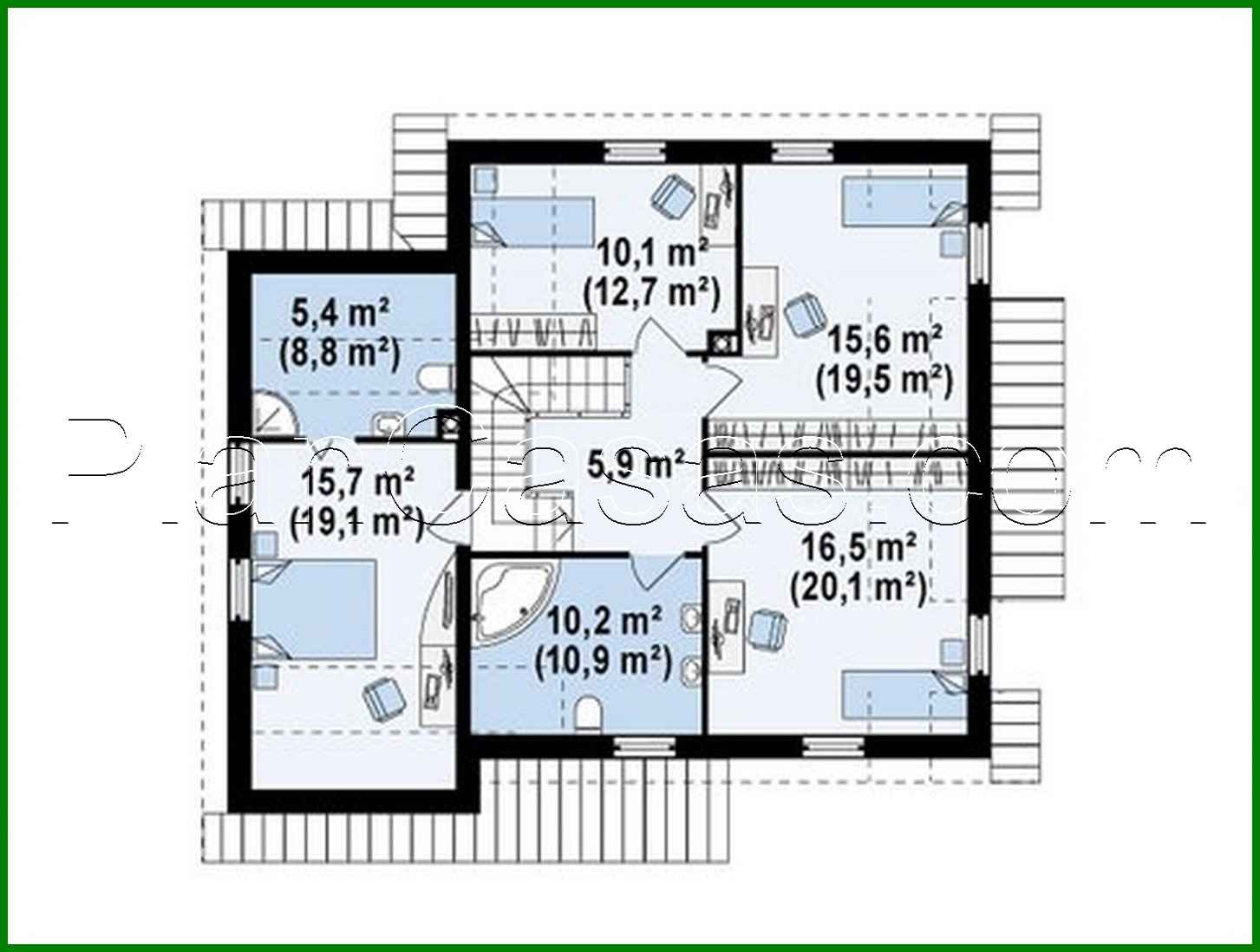 Visualization gallery - Project of a cottage with skylights and frontal garage