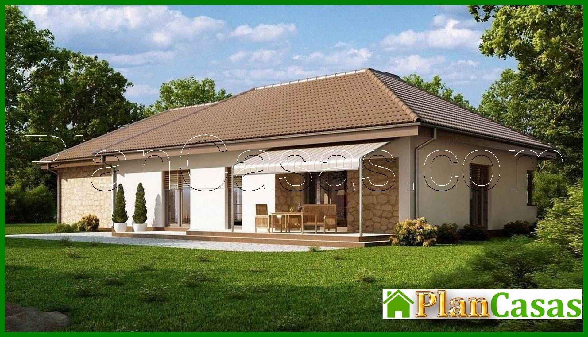 Galería de visualizaciones - Proyecto de una casa de campo de una planta con garaje para dos coches y cuarto de servicio