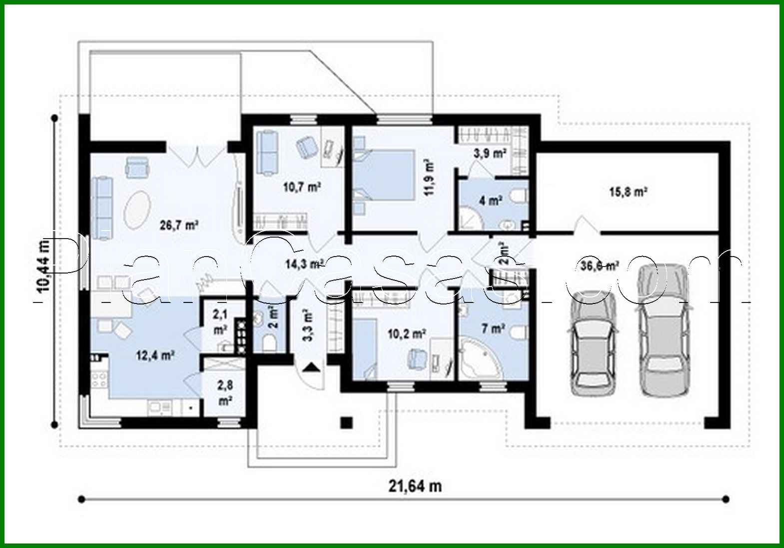 Galería de visualizaciones - Proyecto de una casa de campo de una planta con garaje para dos coches y cuarto de servicio
