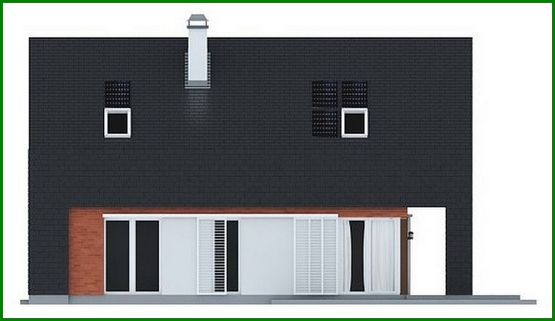 Visualization gallery - A project of a practical cottage with an unusual attic and a brick facade