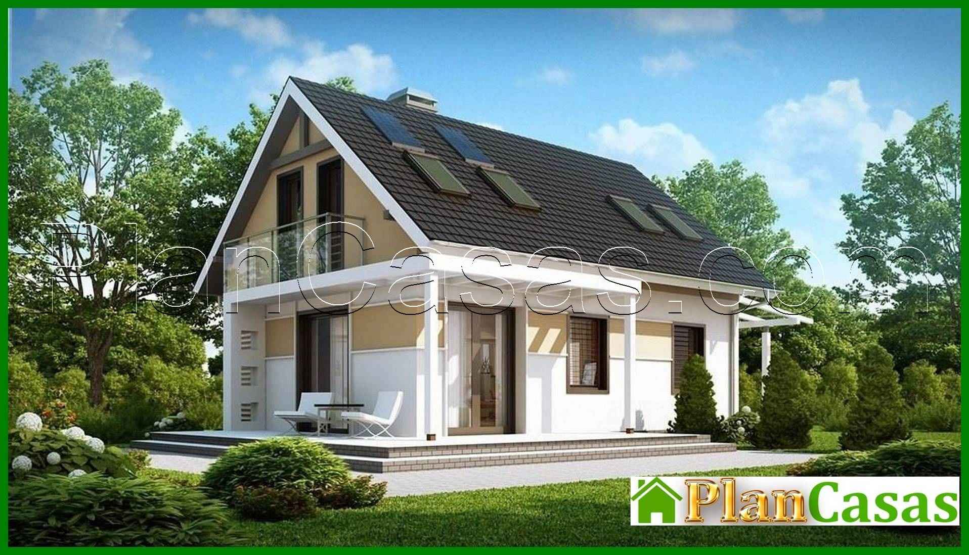 The project of an economical inexpensive house with a canopy for 1 car house plan