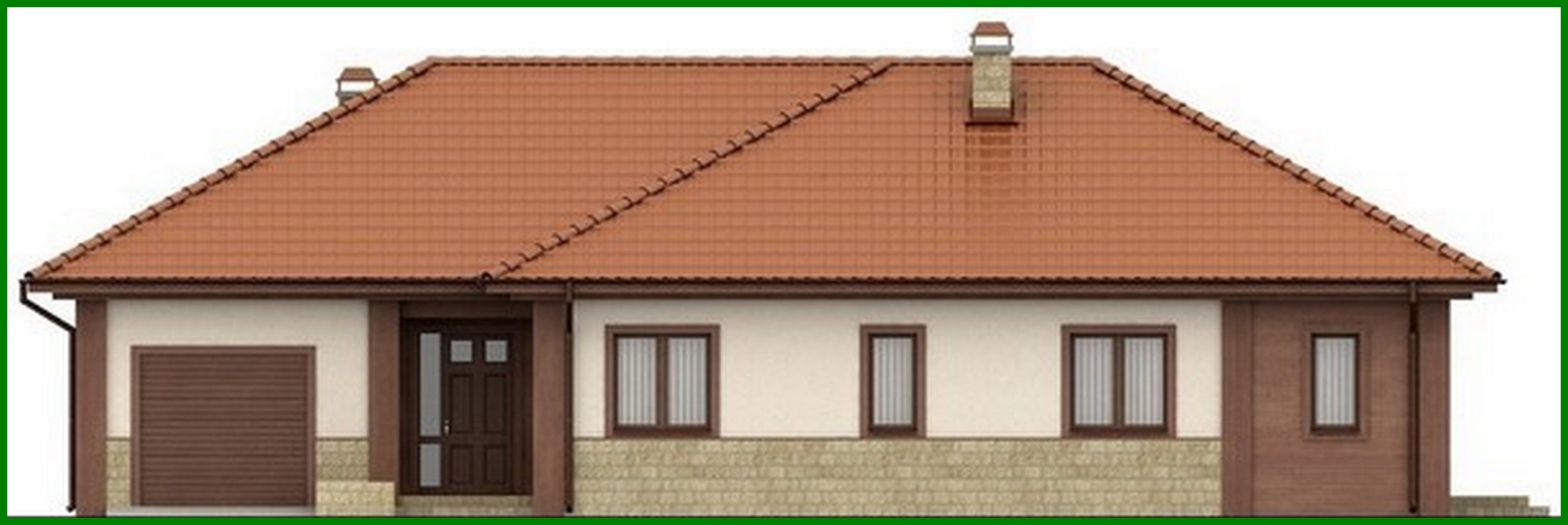 Visualization gallery - The project of a one-story spacious comfortable house with a gable roof and a garage for 1 car