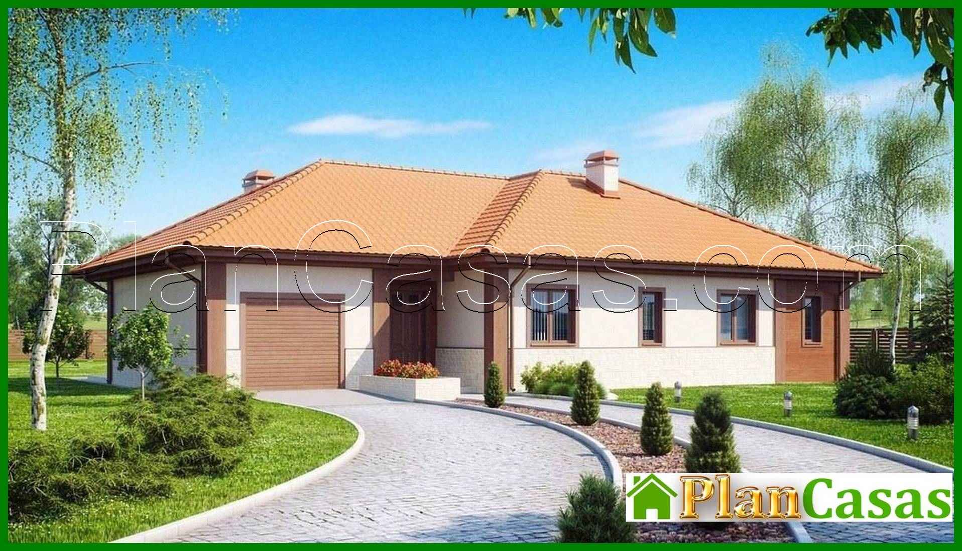 Visualization gallery - The project of a one-story spacious comfortable house with a gable roof and a garage for 1 car